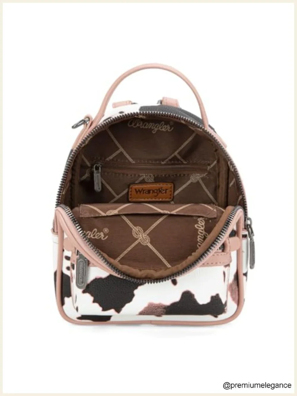 Mini Backpack Purse with Wallet, Cow Print, Vegan Leather, Daypack